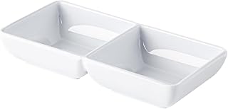 CAC Melamine Dish Rect. 2-Compartment White 2.5oz x 2 5-7/8", Box of 48