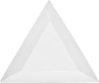 CAC China TUP-25 Triumph 14-Inch Super White Porcelain Triangular Plate, Box of 8