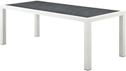 White Aluminum Outdoor Dining Table with 90.5-Inch Surface, Weather-Resistant Design, Metal Frame, Modern Style, Perfect for Patio Use