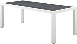 White Aluminum Outdoor Dining Table with 90.5-Inch Surface, Weather-Resistant Design, Metal Frame, Modern Style, Perfect for Patio Use