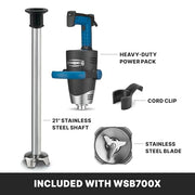 Waring 21" / Stainless Steel / WSB700X New 21” Shaft Hand Blenders