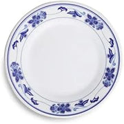 Yanco PO-1007 Peony Melamine 7 in. Round Plate - White & Blue