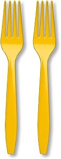 Creative Converting Touch of Color Premium Plastic Forks, 24-Count, School Bus Yellow (Pack of 2)