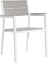 Gray Outdoor Dining Armchair Set of 2, Patio Chairs with Armrests, Comfortable Backrest, Weather-Resistant Material for Outdoor Spaces