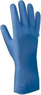 SHOWA Best Glove 707FL-10 Nitri-Dex Gloves, Flock Lined Tractor Tread Grip, 12" Length, 11 mil Thickness, X-Large, Blue (Pack of 144)