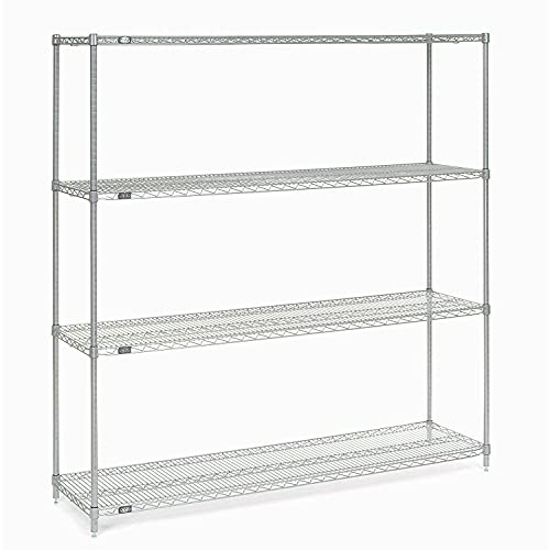 Chrome Wire Shelving by Nexel – 72" W x 24" D x 86" H, Alloy Steel, Chrome, Model 188454
