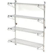 Poly-Green Wall Mount Wire Shelving by Nexel – 48" W x 14" D x 63" H, Alloy Steel, Green