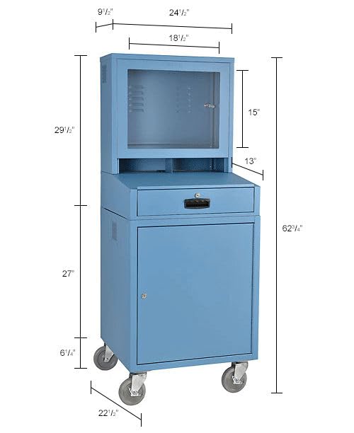 Mobile Security LCD Computer Cabinet Enclosure by Global Industrial – Alloy Steel, Blue, Model 239115BLA