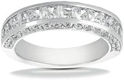 2.45 ct Ladies Princess Cut and Round Cut Diamond Wedding Band In Channel Setting in Platinum