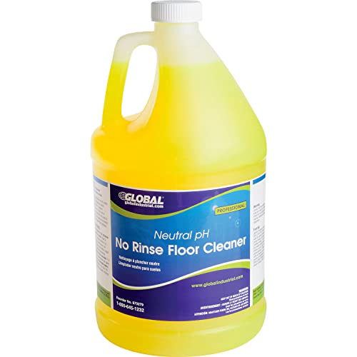 Neutral pH No Rinse Floor Cleaner by Global Industrial – 4 Count (Pack of 1), Yellow, Model N158G4