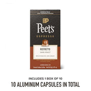 Peet's Coffee Ristretto / 10 Count (Pack of 1) / Ristretto (Intensity 10) Single-Serve Capsules & Pods