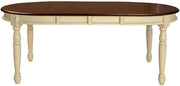 Starlight Canyon Home Solid Rubberwood Oval Dining Table, Merlot-Buttermilk Distressed Finish, Seats 6, 2 Leaves, 52–76"