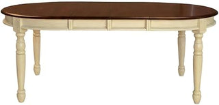 Starlight Canyon Home Solid Rubberwood Oval Dining Table, Merlot-Buttermilk Distressed Finish, Seats 6, 2 Leaves, 52–76"