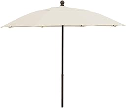 Fiberbuilt 9' Oct Patio Umbrella 6 Rib Push Up Champagne Bronze with Natural Spun Poly Canopy