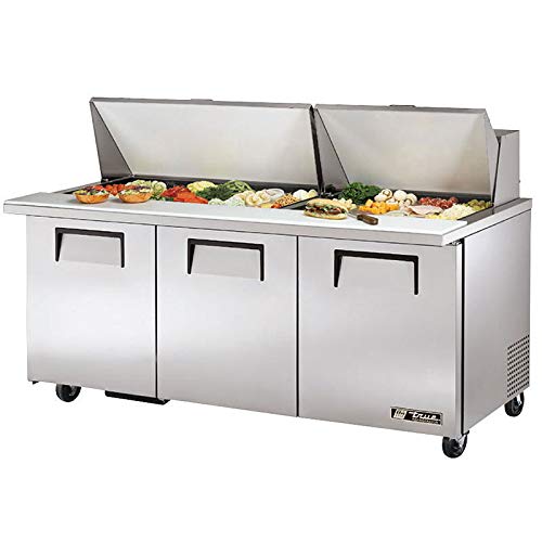 Sandwich/Salad Prep Table - Three Door by TRUE – 72", Stainless Steel, Model TSSU-72-30MB-ST