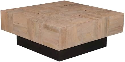 Starlight Canyon Home Solid Mango Wood Square Coffee Table with Clean Modern Lines, Rustic Farmhouse Cocktail Table for Living Room