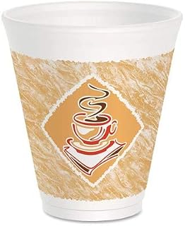 Dart 12X16G 3.6 Inch Top And 2.1 Inch Bottom Diameter 4 Inch Height 12-Ounce Cafe G Design Red Accent Printed Foam Cup 20-Pack ( Case of 50)