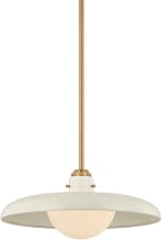 Troy Lighting Gustavo 1-Light Pendant | Off White Finish | Opal Glossy Glass Globe Shade | Mid-Century RLM-Inspired Ceiling Light | E26 Medium Base | 20" W x 8.75" H | F2620-PBR/OW