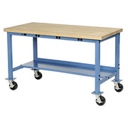 Mobile Workbench with Power Apron by Global Industrial – 36"L x 72"W x 36"H, Steel, Blue, Model 253977WBBL