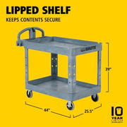Rubbermaid Commercial Products Gray / Medium / 2-Shelf Service Carts