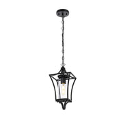Belgrade One Light Outdoor Pendant Black by Lighting Design – Iron, Black, Model OD311H15BK