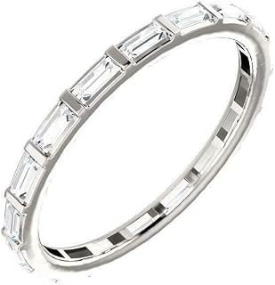 2ct Baguette Cut Moissanite Wedding Band White Gold Plated Channel Set Eternity