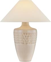 Hudson Valley Lighting Valleydale 1-Light Table Lamp | Aged Brass with Reactive Manchado Ceramic Base & Off-White Linen Shade | Modern Organic Accent Lamp for Living Room or Bedroom | 3729-AGB-CRM