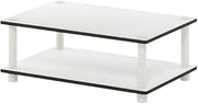 Furnifact Modern White Coffee Table with Open Shelf, 2-Tier Design and Sleek Style