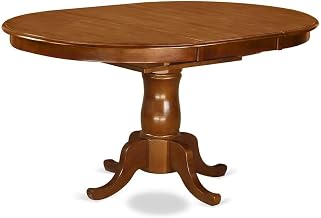 Furnifact Oval Dining Table Solid Wood Expandable Table for 6 with 18" Butterfly Leaf, Classic Pedestal Base for Kitchen and Dining Spaces, Saddle Brown