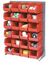Global Industrial Louvered Bin Rack with (96) Red Stacking Bins, 35" W x 15" D x 50" H
