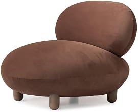 Michael Amini Bristol Point Brown Accent Chair with Stylish Fawn/Saddle Finish, Comfortable Upholstery, Contemporary Design, Perfect for Living Room or Lounge Area