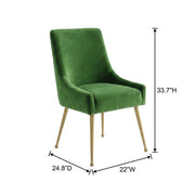 Velvet-Upholstered Side Chair with Gold Stainless Steel Legs by Starlight Canyon Home – Velvet, Green