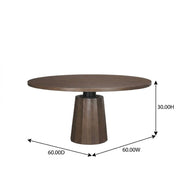 Dark Brown Wooden Round Pedestal Dining Table by Starlight Canyon Home – 60-inch diameter, 30-inch height, Solid Wood, Brown