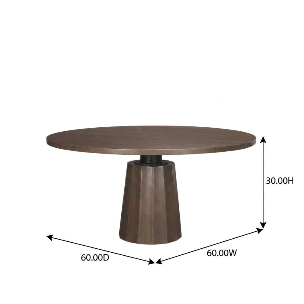 Dark Brown Wooden Round Pedestal Dining Table by Starlight Canyon Home – 60-inch diameter, 30-inch height, Solid Wood, Brown