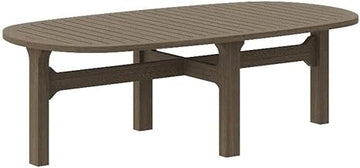 Modway Saratoga Teak Outdoor Oval Coffee Table in Weathered Gray – Low Wood Patio Coffee Table with Slatted Top and Sturdy Base