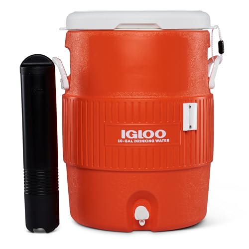 Igloo Orange / 10 Gallon | 13.7" (L) x 13.7" (W) x 20.3" (H) / Vintage Iced Beverage Dispensers
