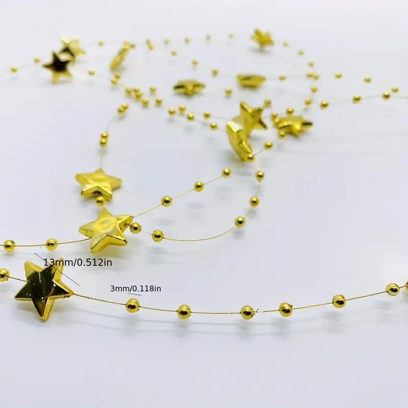 5M Decorative Star Beads Chain Christmas Tree Wreath Garland Wedding Party DIY Glitter Bead String New Year Home Decorations（Gold） by Generic – Plastic, Gold, Model WHYJ-ZCL111