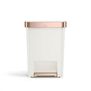 simplehuman Hybrid Step Can, 45L / 12 Gallon Rectangular Kitchen Trash Can, Studio Edition, Liner Rim System, Liner Pocket®, 150,000-Step Pedal, Lid Shox® Silent Close, Cream Plastic