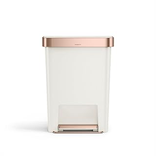 simplehuman Hybrid Step Can, 45L / 12 Gallon Rectangular Kitchen Trash Can, Studio Edition, Liner Rim System, Liner Pocket®, 150,000-Step Pedal, Lid Shox® Silent Close, Cream Plastic