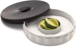 Tablecraft 2 Piece Glass Rimmer Tray with Non-Slip Top, Silver/Black (Pack of 6)