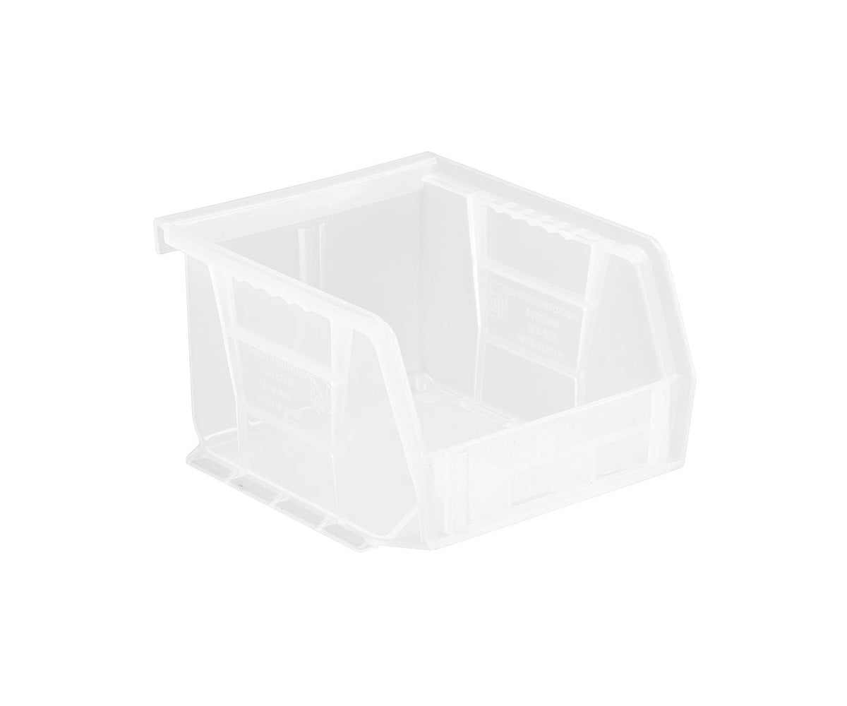 Quantum Storage QUS210 Ultra Stack and Hang Bins - 5-3/8” x 4-1/8” x 3” - 24 Pack by QUANTUM STORAGE SYSTEMS – 10.0 pounds, Plastic, Clear, Pack of 24, Model QUS210CL