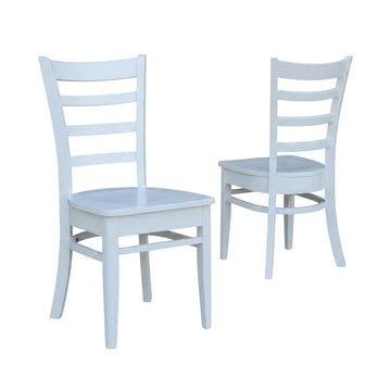 Solid Wood Side Chair with Classic Leg Design by Furnifact – Wood, White, Pack of 2