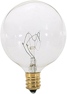 Satco 25G16 1/2 Incandescent Globe Light, 25W E12 G16 1/2, Clear Bulb [Pack of 12]