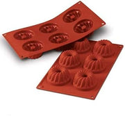Silikomart SF058 Mini Gugelhupf Silicone Mould, Non-Stick, 6 Cavities, 1 Mould, Diameter 2.76 h 1.42 inches, Made in Italy