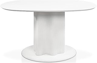 Elara Modern 54-inch Oval Dining Table with Fluted Pedestal Base, Seats up to 4, for Home Kitchen, Living Room, Glossy White