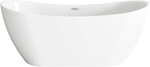 Elegant Kitchen And Bath 67" Bathtub In Glossy White With Chrome Trim