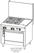 Southbend P36C-BTT Platinum Heavy Duty 36" Gas Range w/ (2) 35,000 BTU Open Burners, 24" Thermostatic Griddle & Cabinet Base