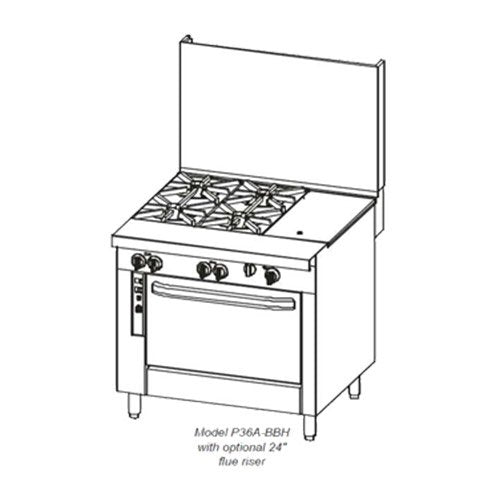 Southbend Platinum Heavy Duty 36" Gas Range w/ (4) by South Bend – Iron, Model P36C-BBG