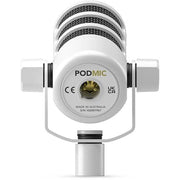 RODE PodMic Dynamic Podcasting Microphone (White) with RODE PSA1+ Professional Studio Arm (White) and XLR Cable by StreamEye – Metal, Model Pod Mic, GFW-0250