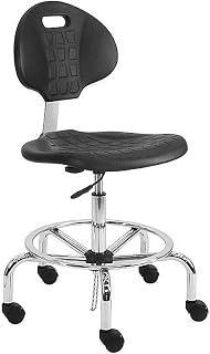 BenchPro LCT-DUA ESD Urethane Polyurethane Stools Chair with Chrome Base & 19 to 27 in. Height Adjustment Black
